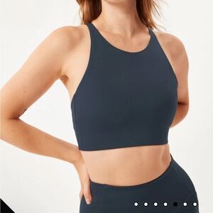 Girlfriend Collective Navy Topanga Halter Sports Bra Size M